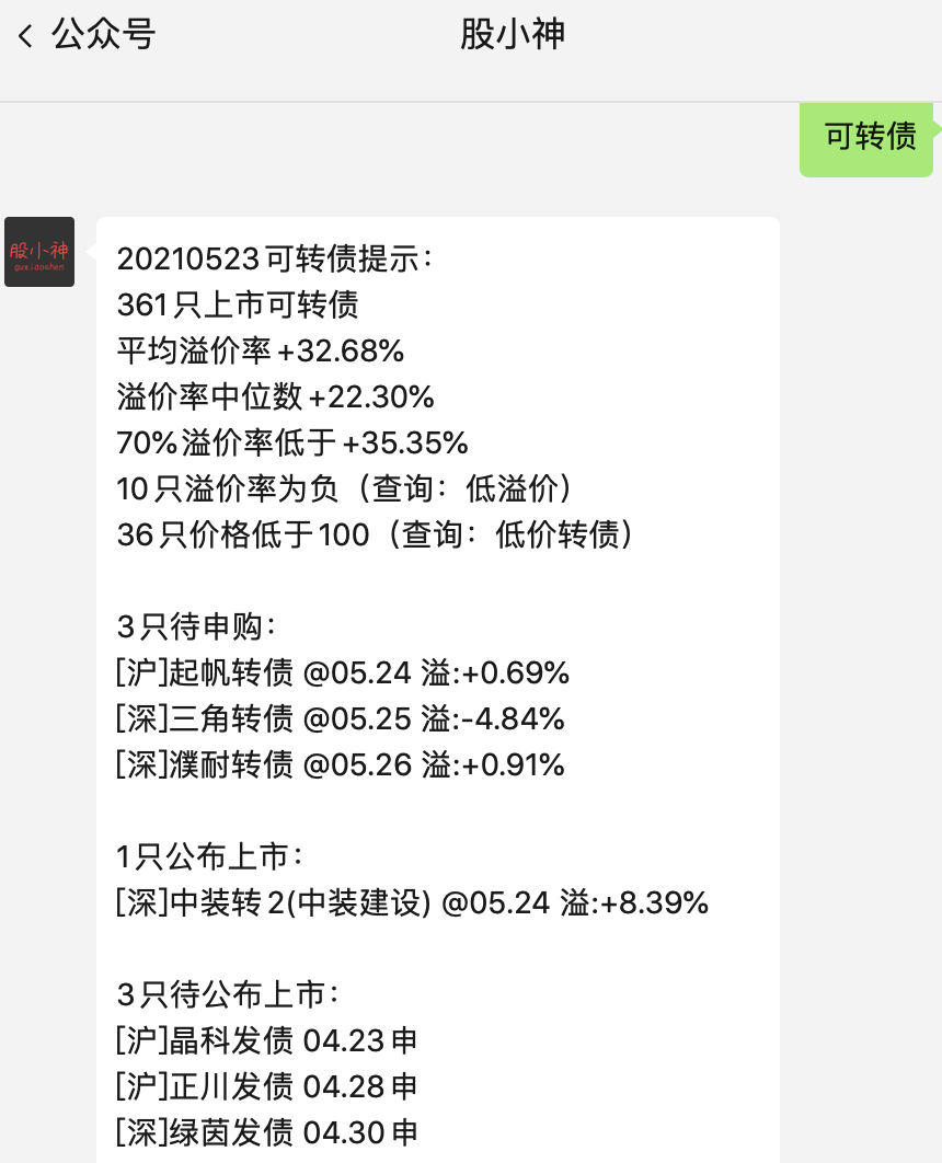 可转债信息查询（20210523）